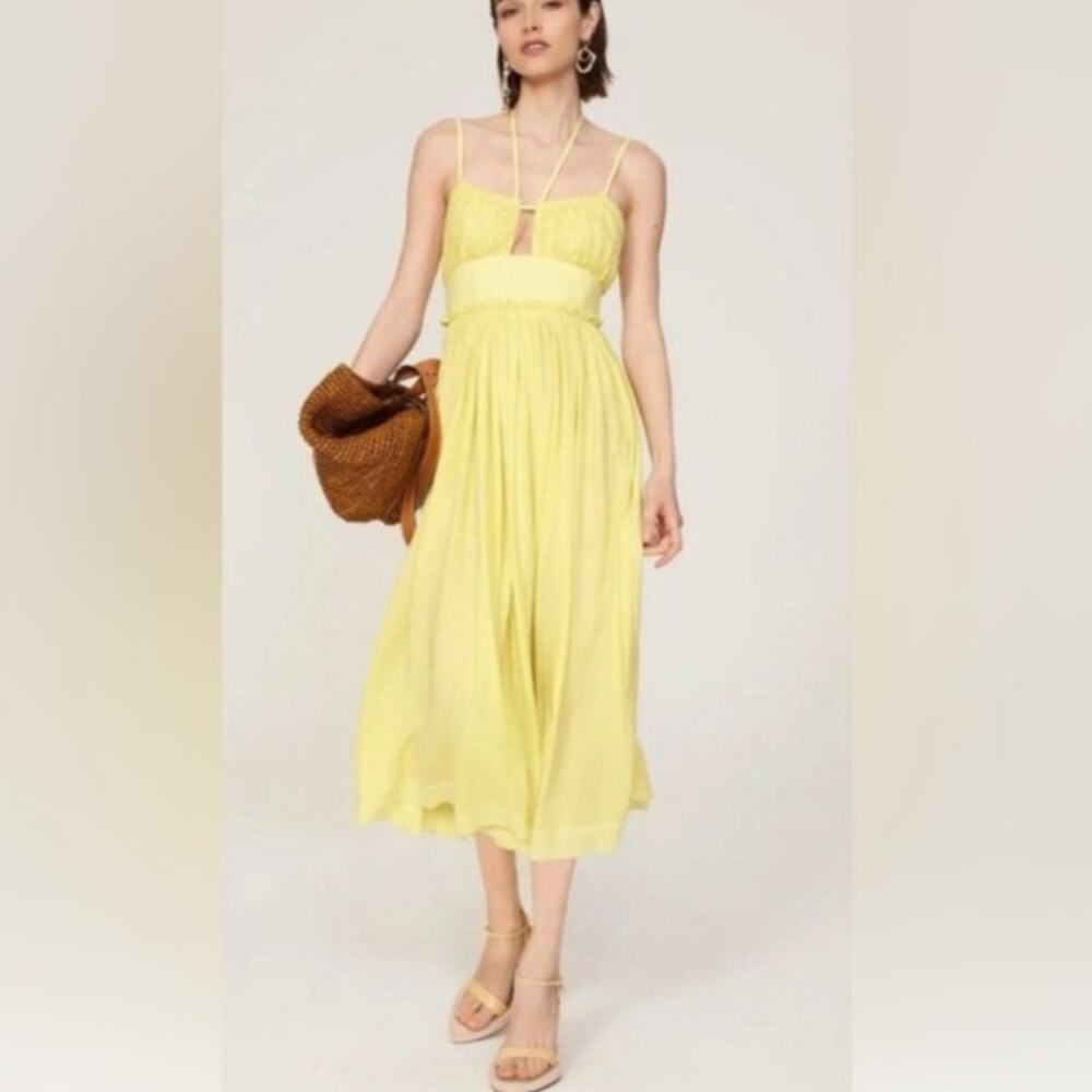 Ulla Johnson Freya Dress‎ Yellow Midi Cotton Summer Dress Size 6